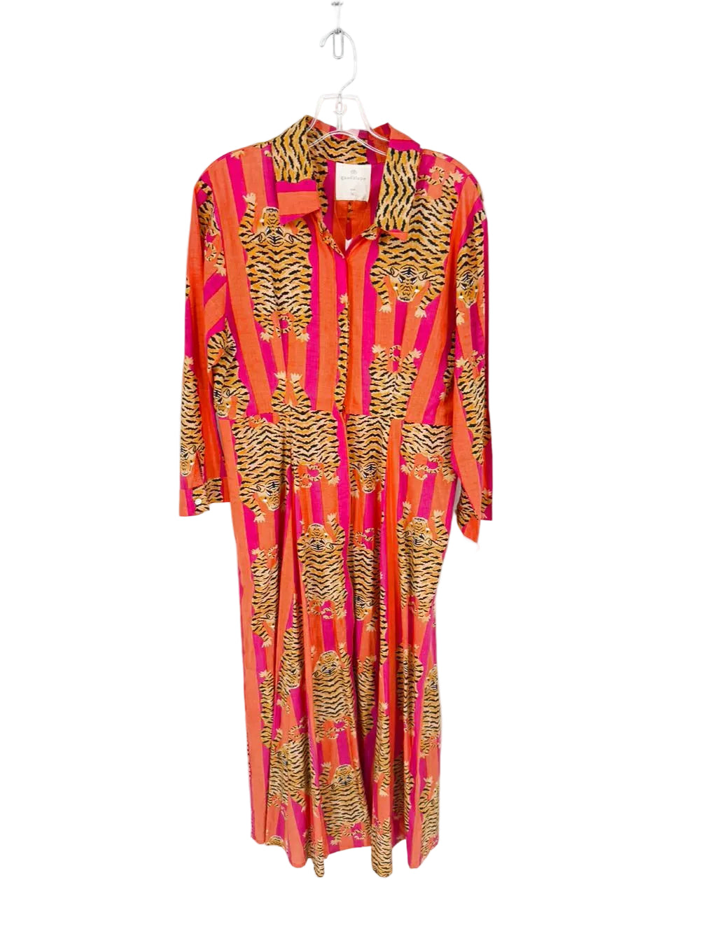 GUADALUPE Size XL Orange & Pink Print Maxi-Dress NWT