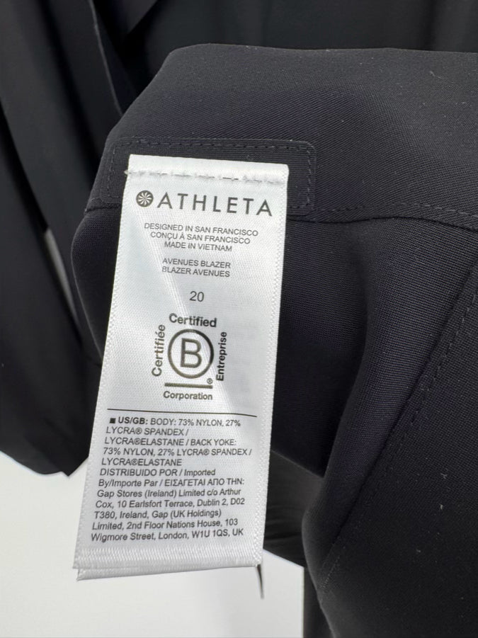 ATHLETA Size 20 Black Blazer NWT