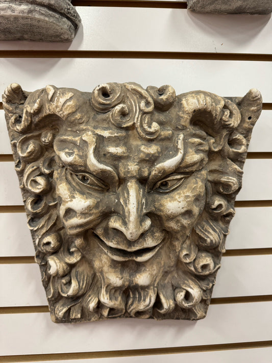 Plaster Grinning Man Wall Hanging Statuary