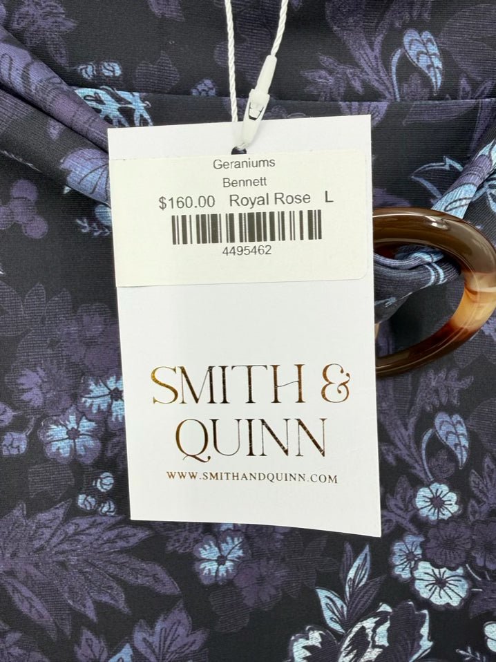 SMITH & QUINN Bennett Wmn's Size L Purple & Black Belted Floral Maxi-Skirt NWT