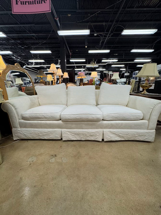 White 3-Cusion Quilted Sofa