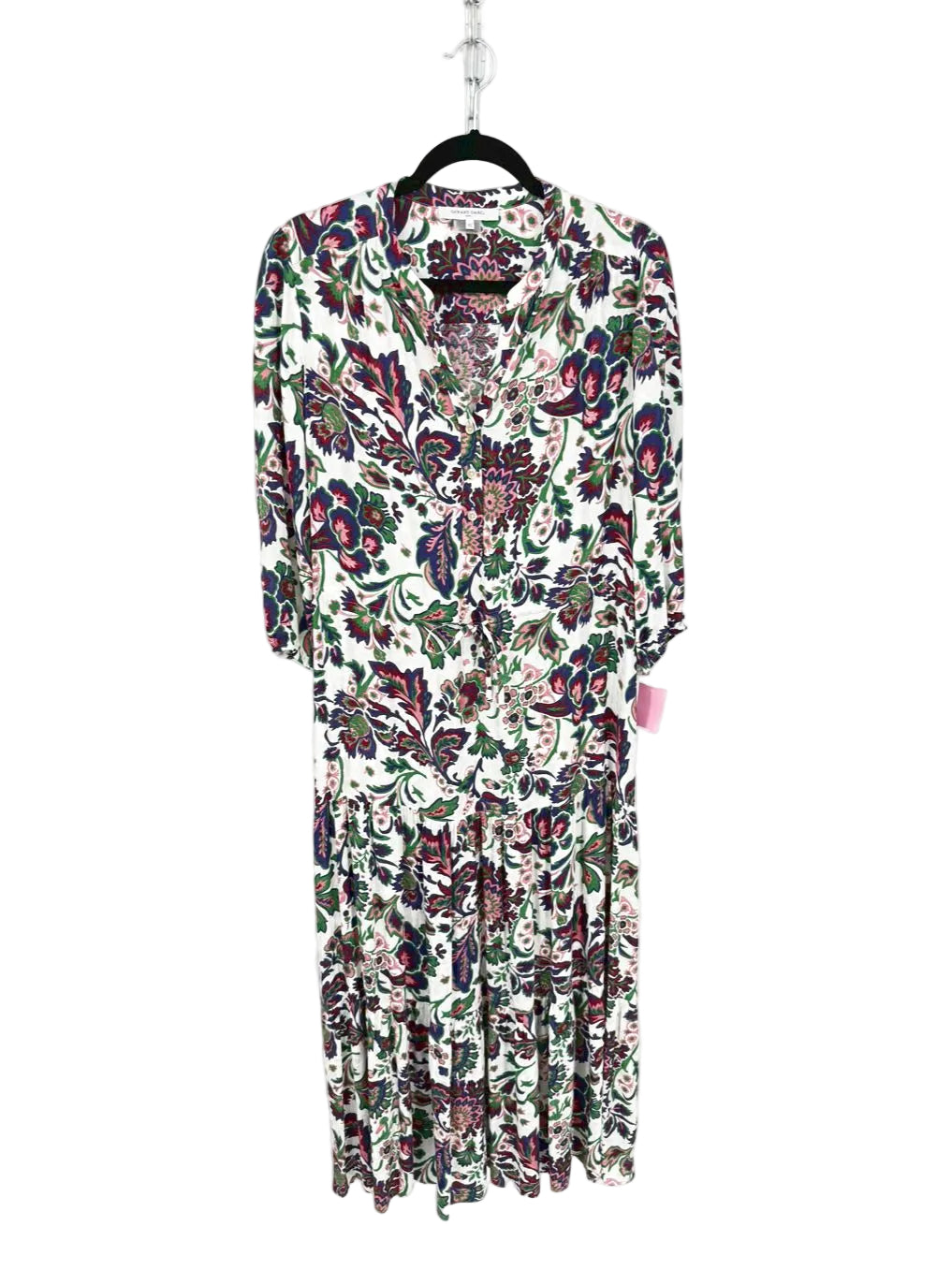 GERARD DAREL Size 42 Violet & Green Print Floral Maxi-Dress