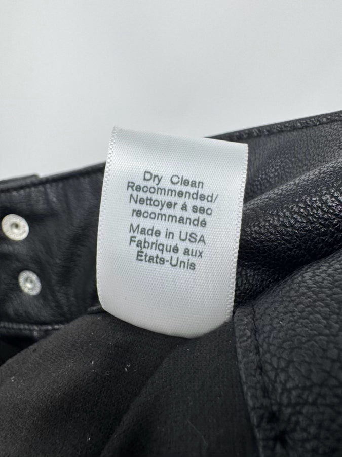 ASKK NY Size 28 Black Faux Leather Wide Leg Pants