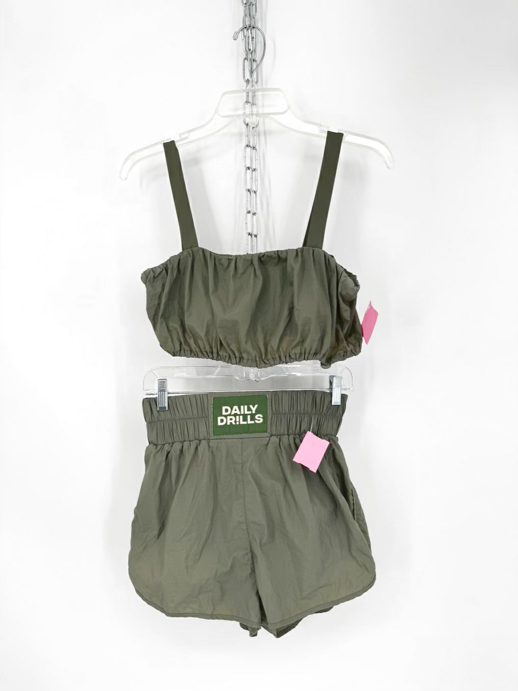 DAILY DRILLS Wmn's Size XS/M Olive Shorts 2 Piece Set