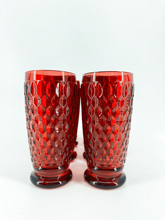 VILLEROY & BOCH Red Set of 8 Boston Highball Glasses