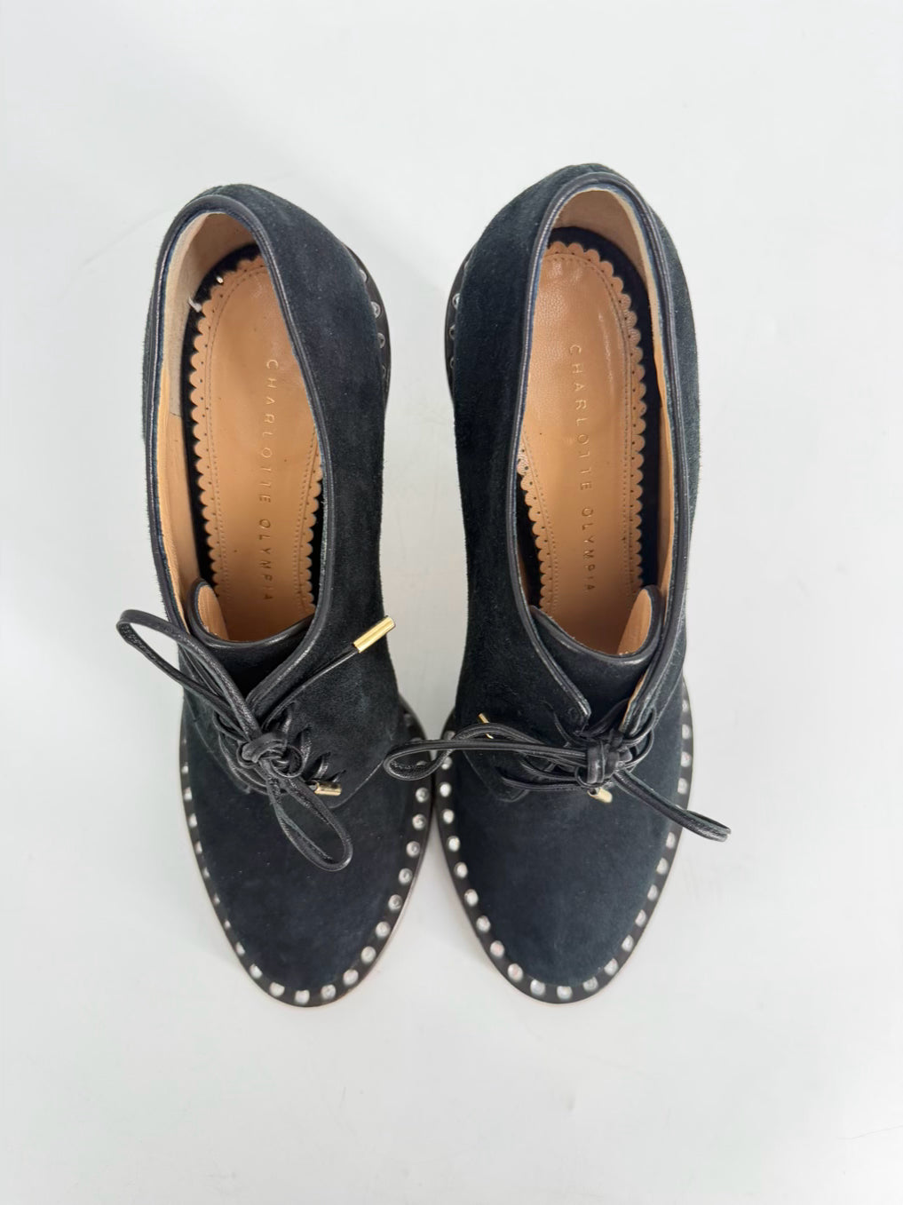 CHARLOTTE OLYMPIA Size 39 Black Studded Detail Heels