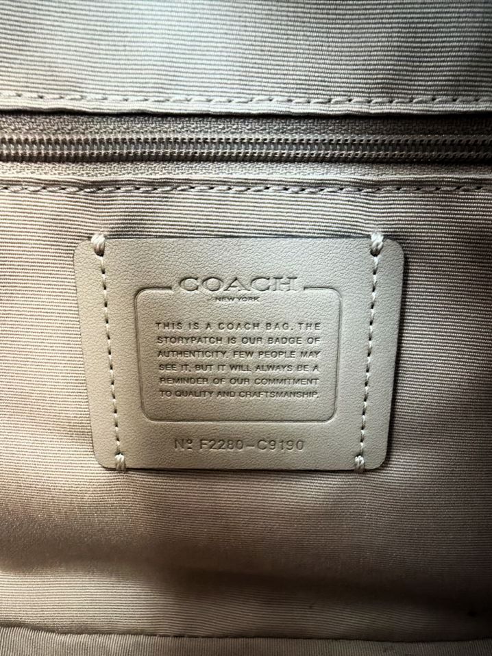 COACH Jules Cream Leather Hobo Bag