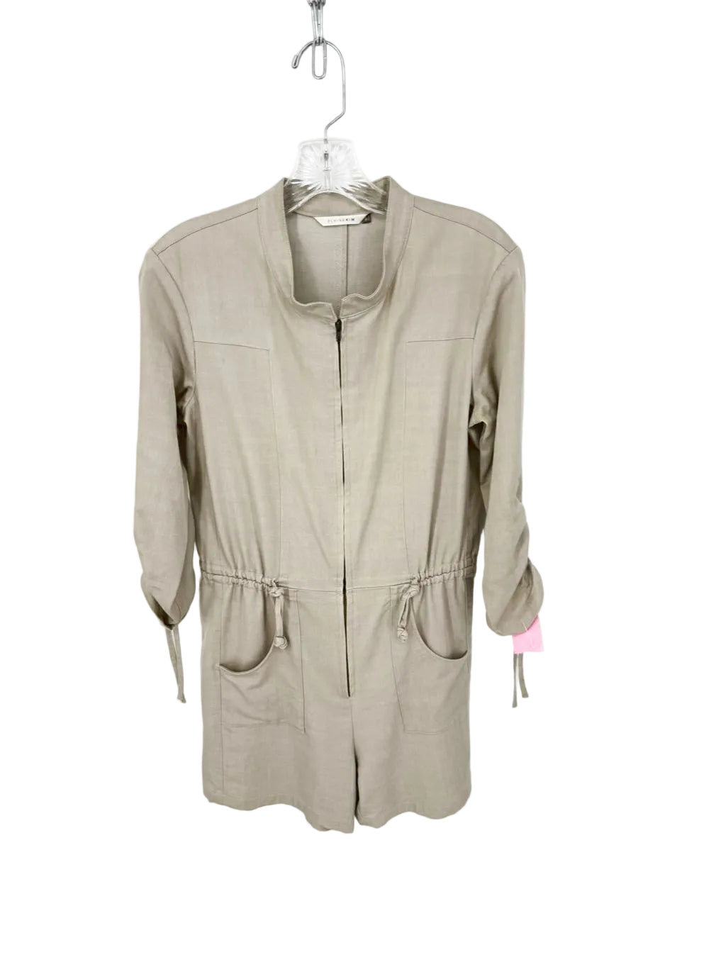 ELAINE KIM Size Wmn's S Khaki Zip Up Romper