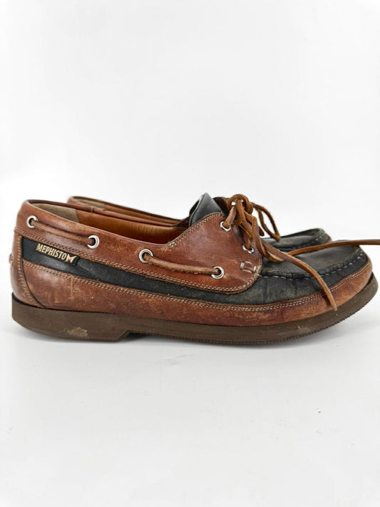 MEPHISTO Size 9 Brown & Black Leather Boat Shoes