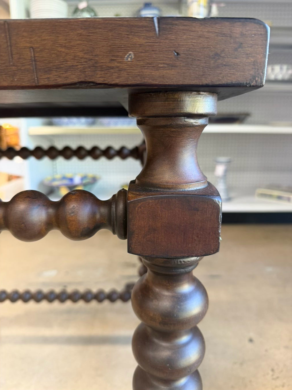 Jacobean Wood Occasional Table w/ Bobbin Style Legs