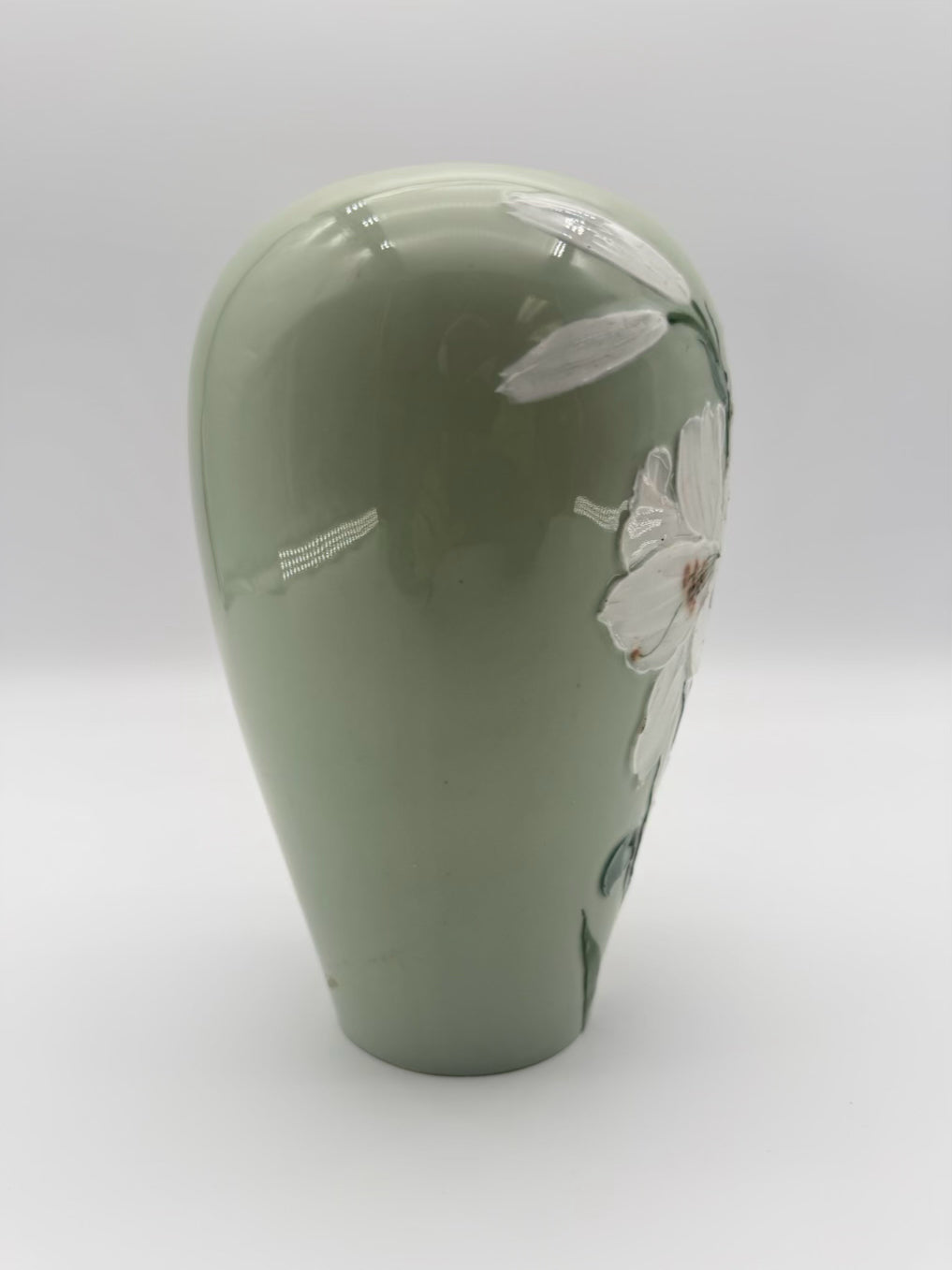 Green & White Porcelain Flower Jar