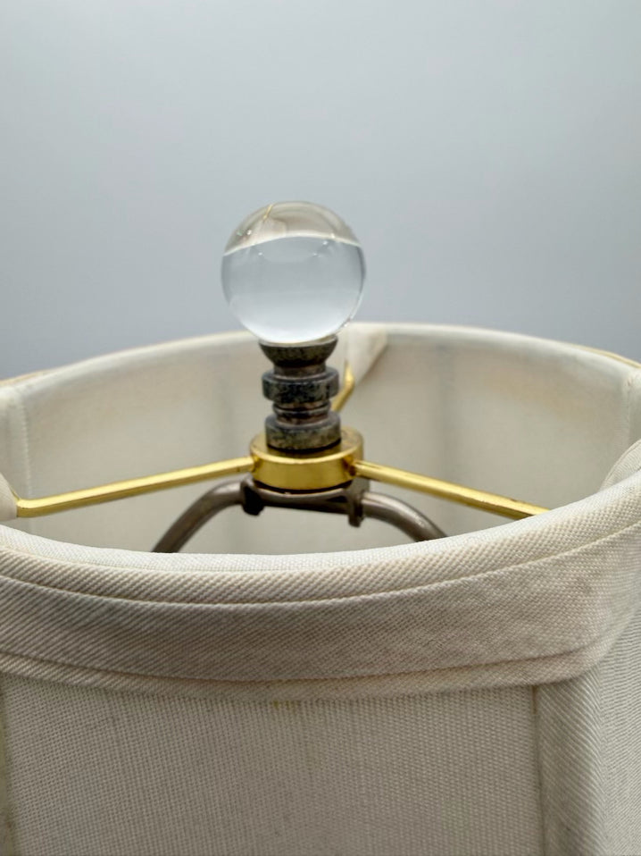 SCHONBEK Crystal Lamp & Shade w/ Silver Plated Feet