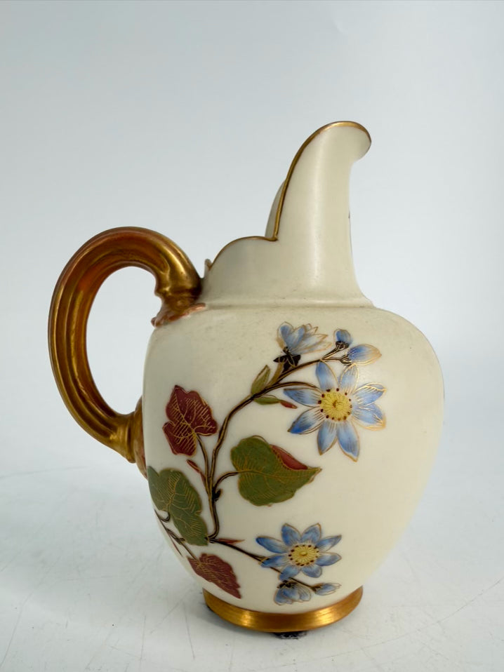 ROYAL WORCESTER Cream, Pink , Green & Yellow Flatback Pitcher