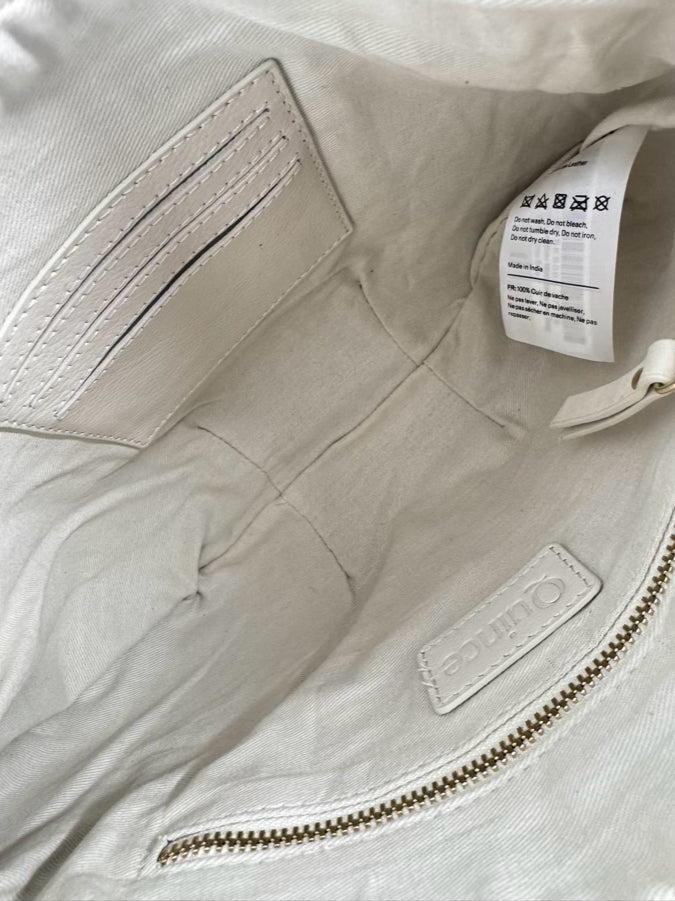 QUINCE Cream Woven Leather Crossbody Bag NWT