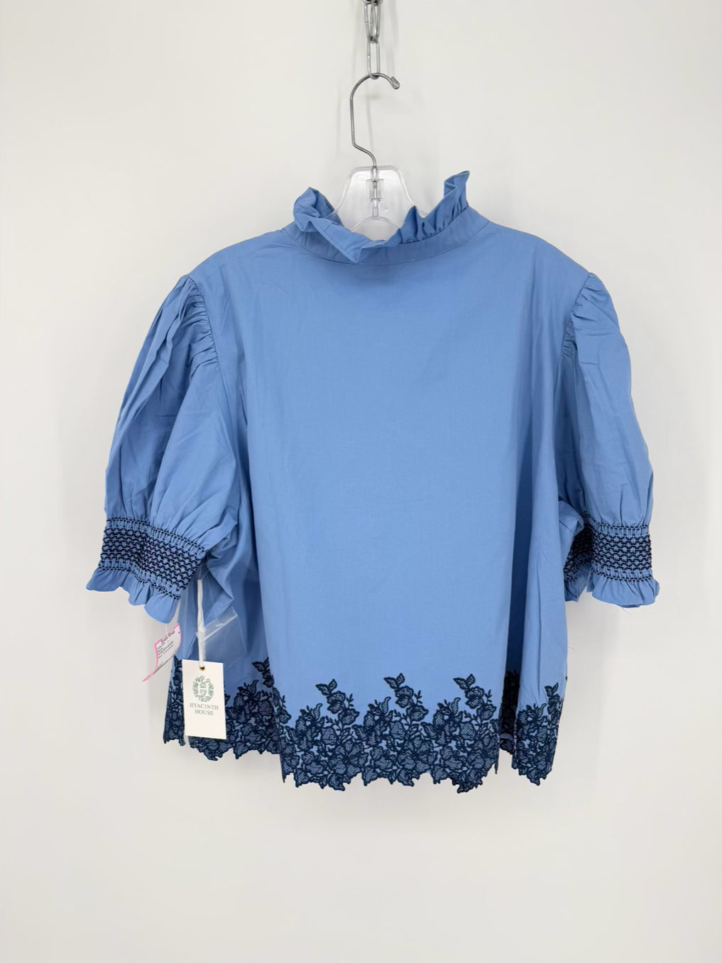 HYACINTH HOUSE Size XXL Blue Embroidered Blouse