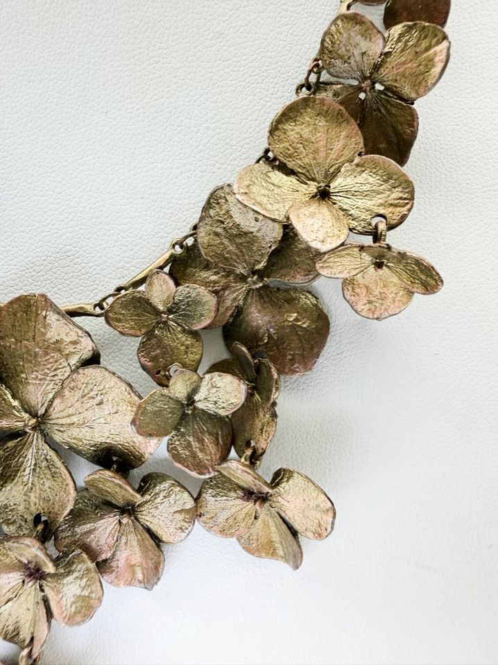 MICHAEL MICHAUD Bronze Full Petal Hydrangea Flower Necklace
