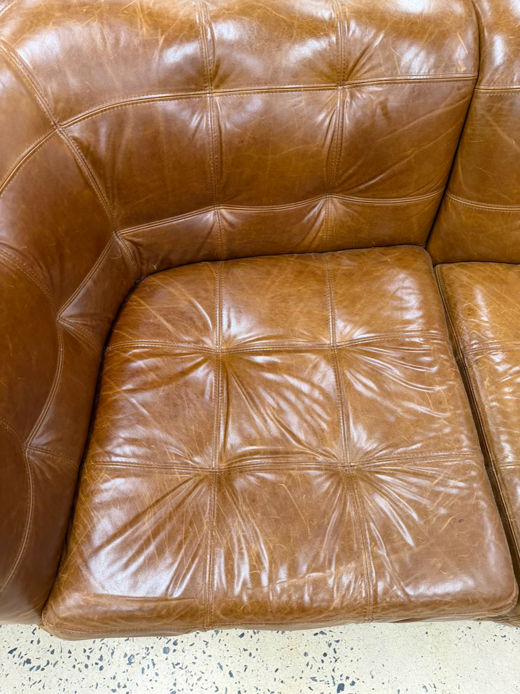 POTTERY BARN Brown Leather 5 Piece Sectional Sofa