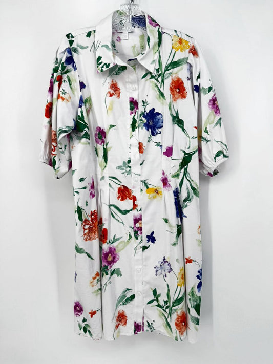 SCAPA Size M White & Multi-Color Floral Dress