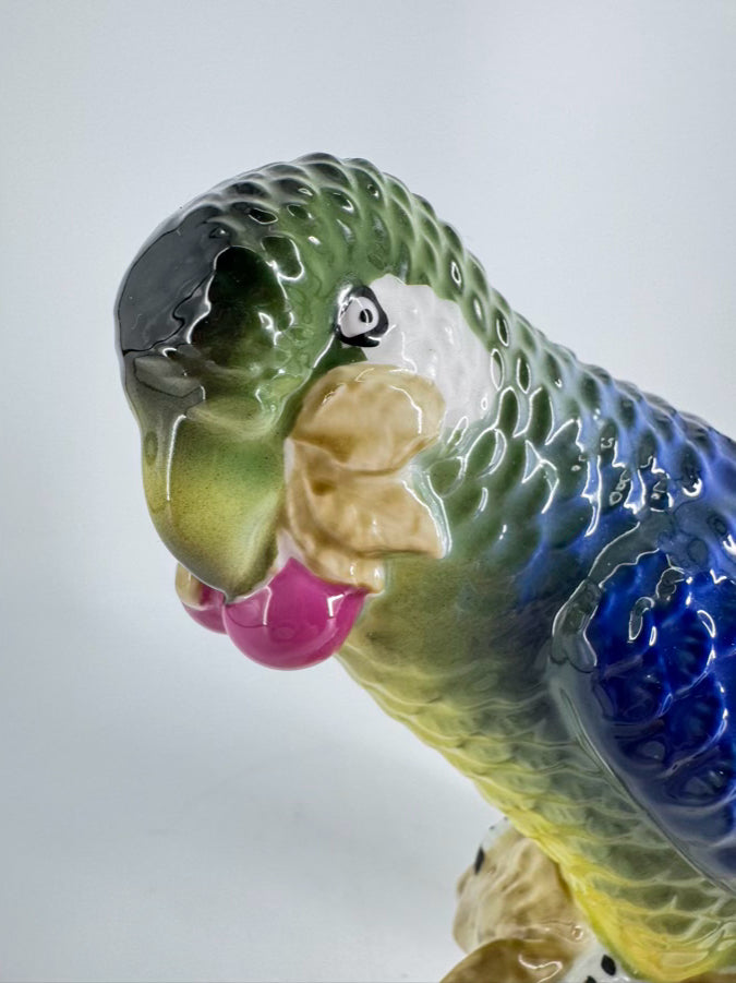 Blue & Yellow Pair of Parrots Porcelain Figures