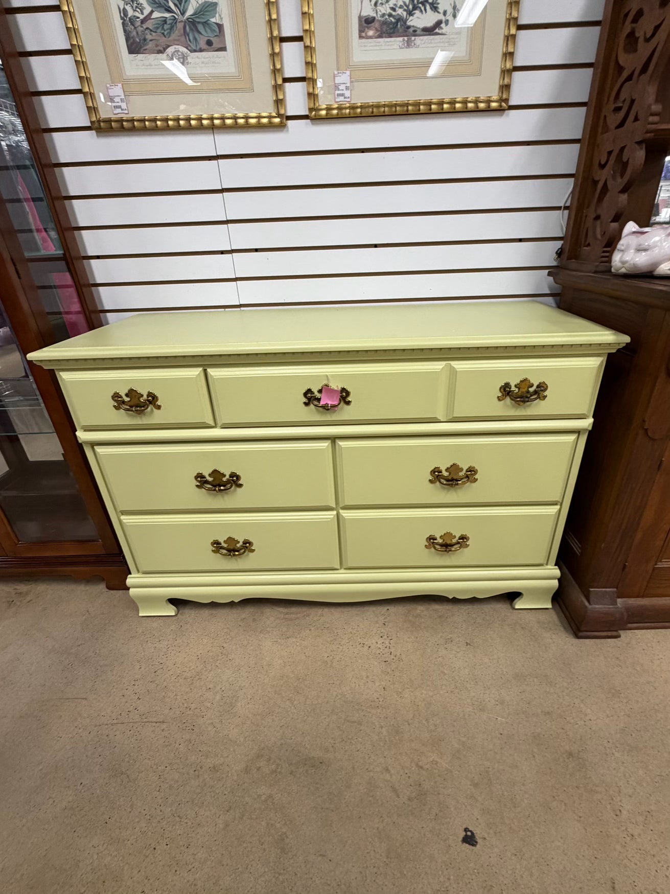 VINTAGE Yellow Painted Wood Dresser
