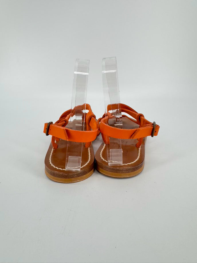 K JACQUES Size 38 Orange Leather Sandals