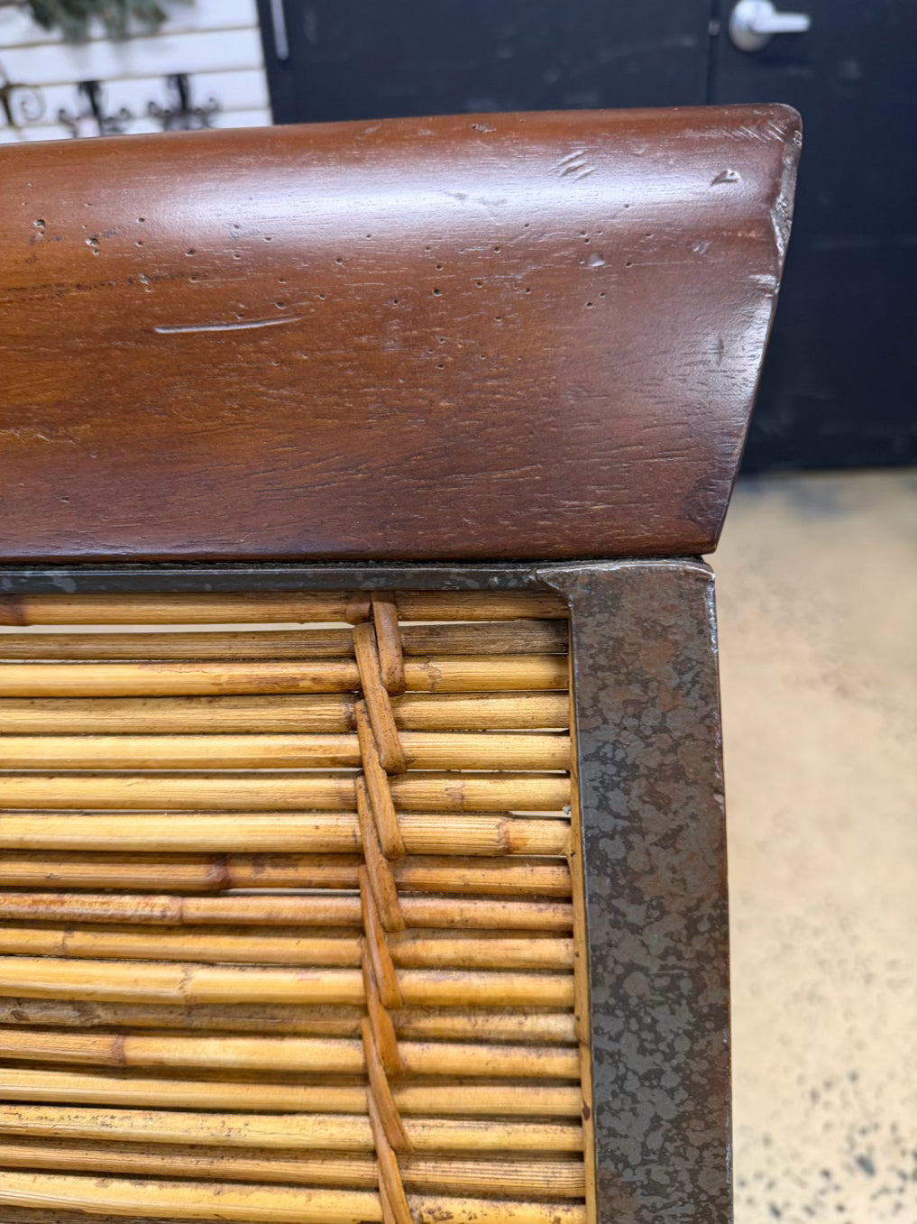 Natural & Brown Bamboo & Wood Chair w/ Ottoman