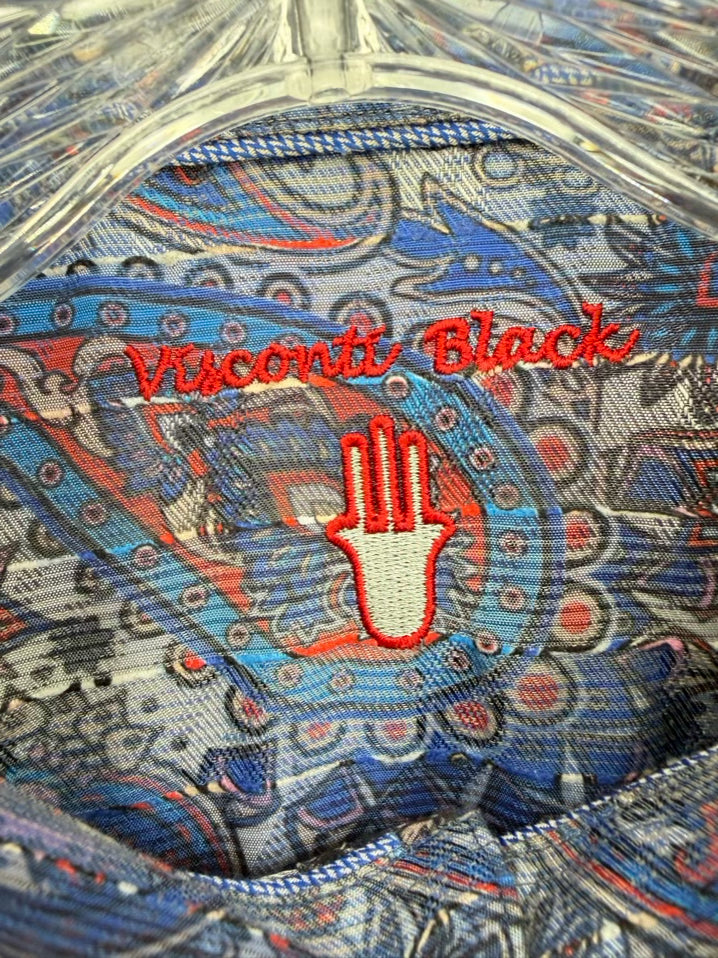 VISCONTI BLACK Size M Blue Paisley Long Sleeve Shirt