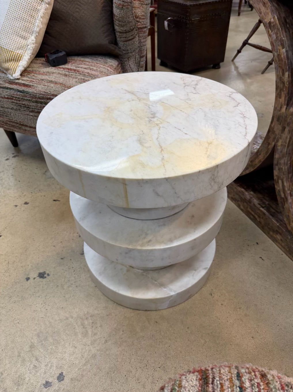 MR. BROWN White Marble Modern Occasional Table