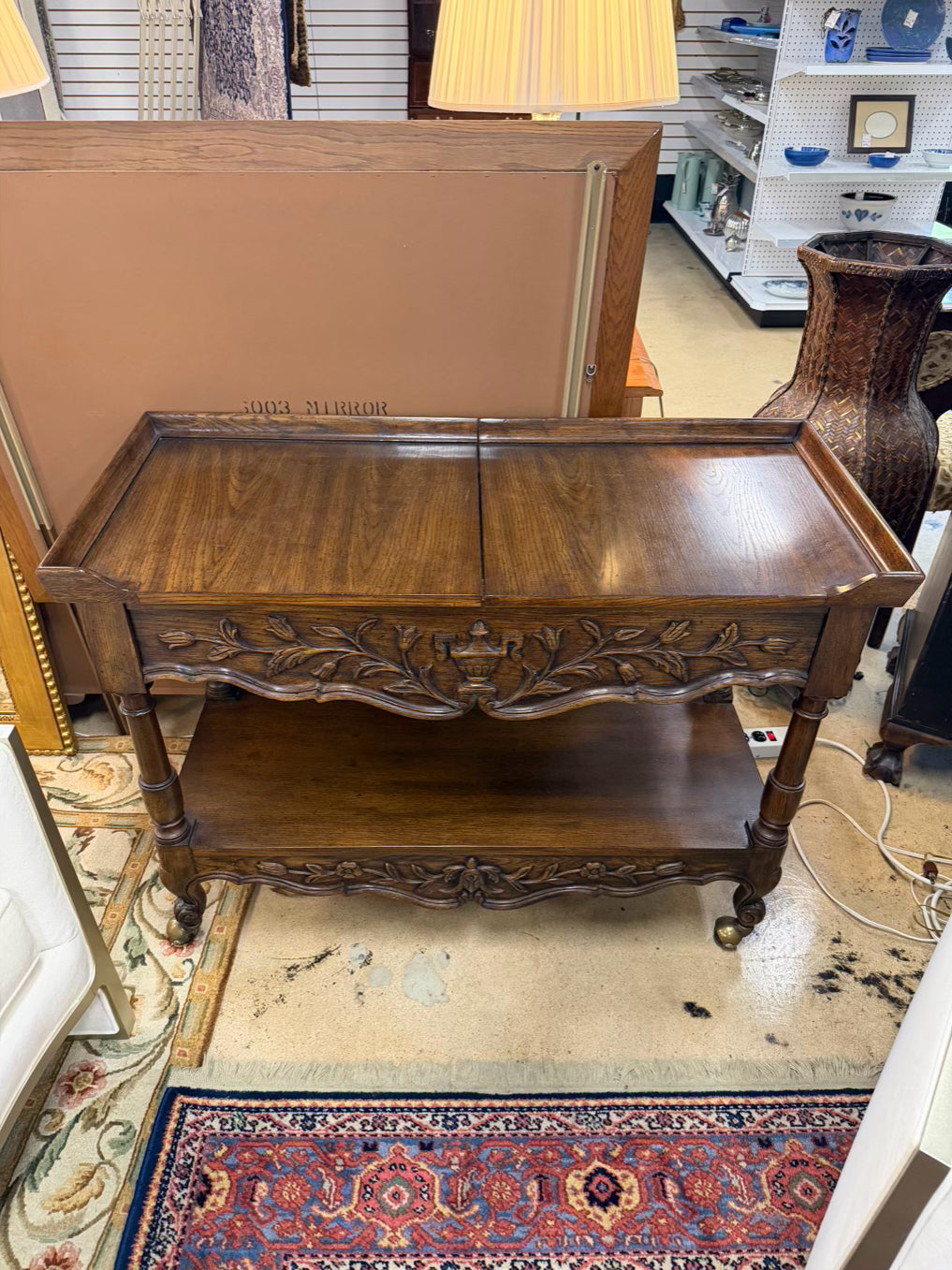 Wood Carved Server Table