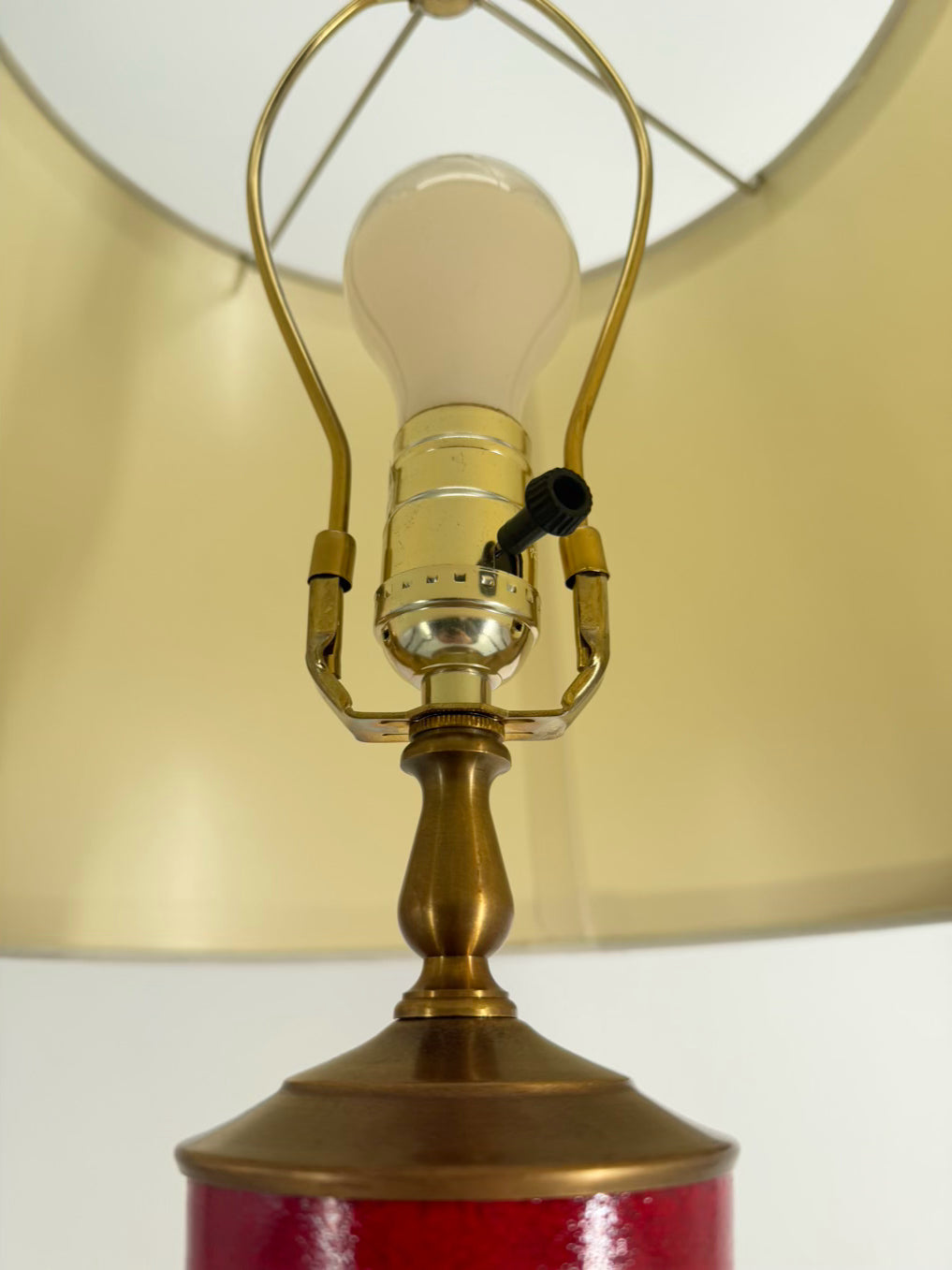 Red Ceramic Lamp w/ Lucite Bottom & Shade