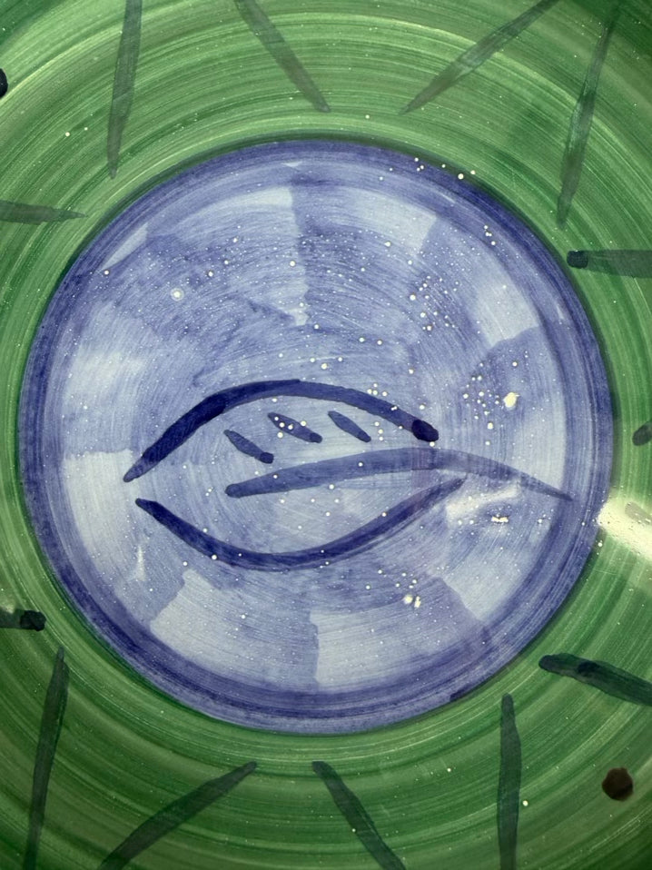 CALECA Espero Blue & Green Set Of 12 Salad Pottery Plates