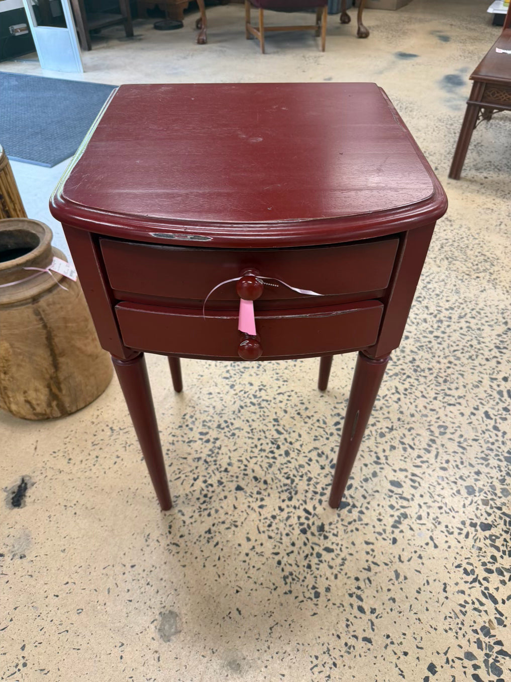Red Wood End Table w/ Drawer
