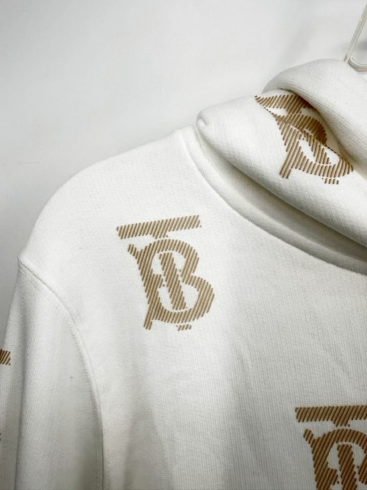 BURBERRY LONDON Wmn's Size M White & Beige Print Monogram Hoodie