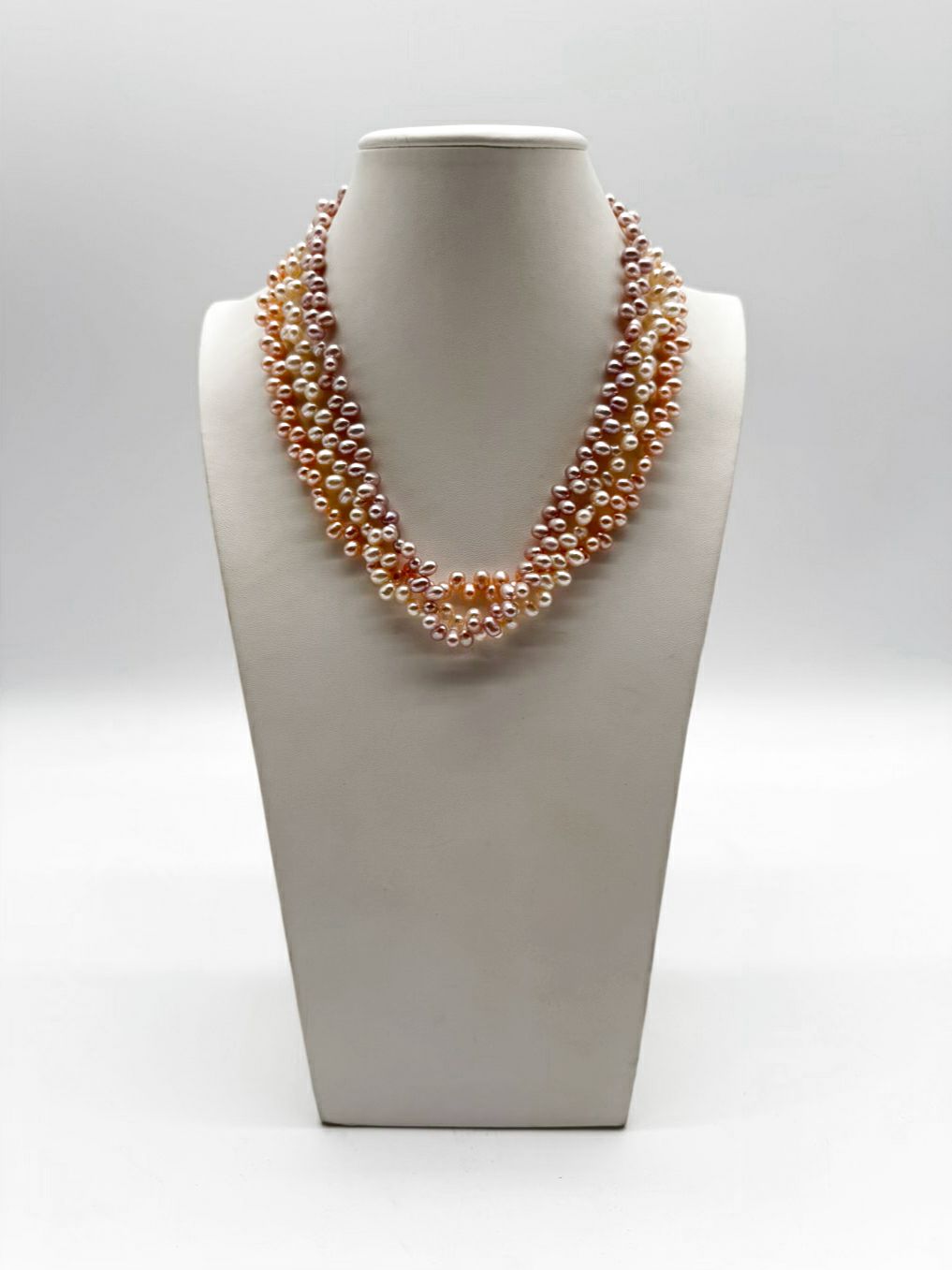 Fresh Water Pearls Three Strands Necklace w/ 585 Clasp