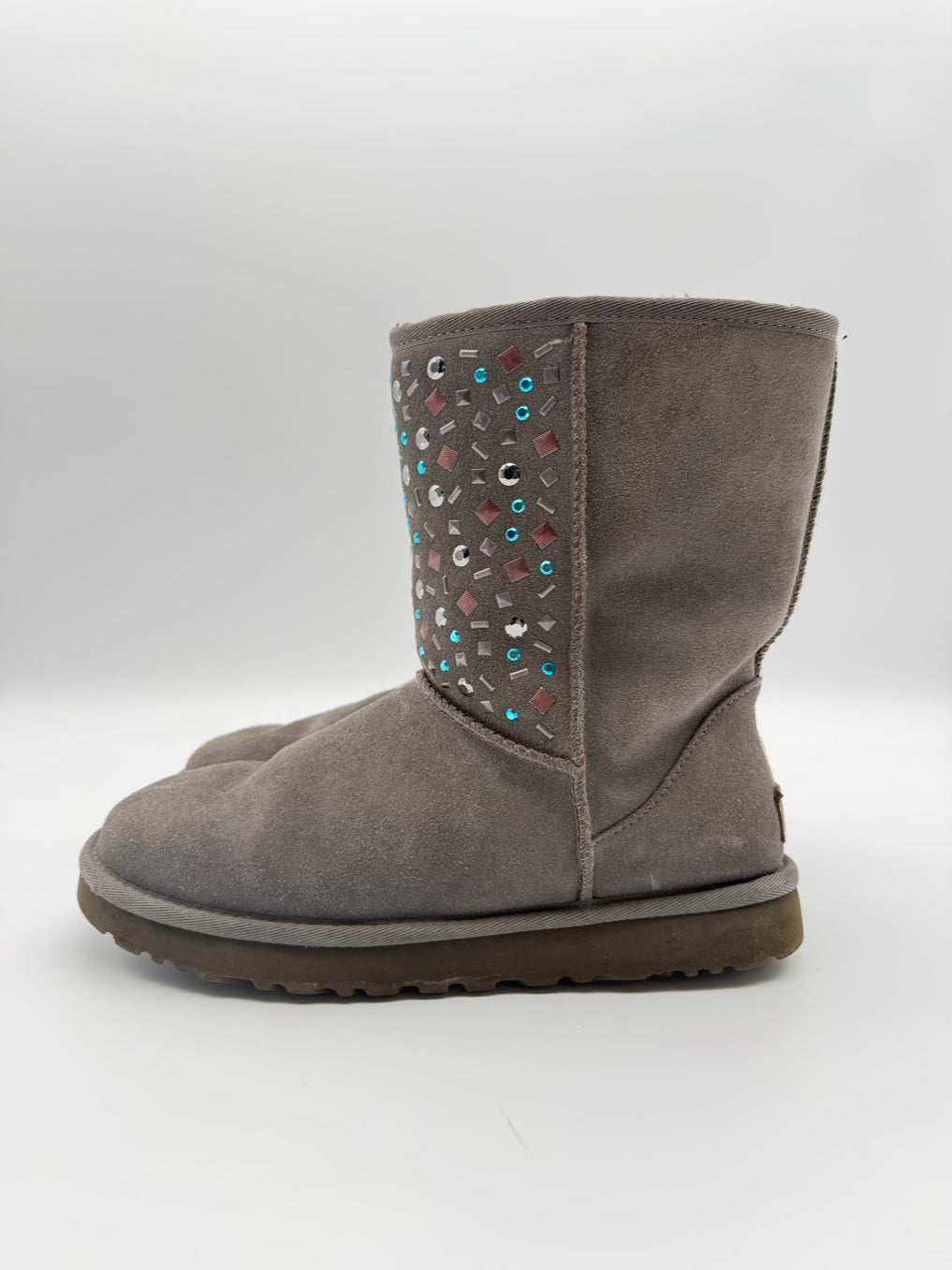 UGG WMNS Size 9 Gray Gemstones Shearling Booties