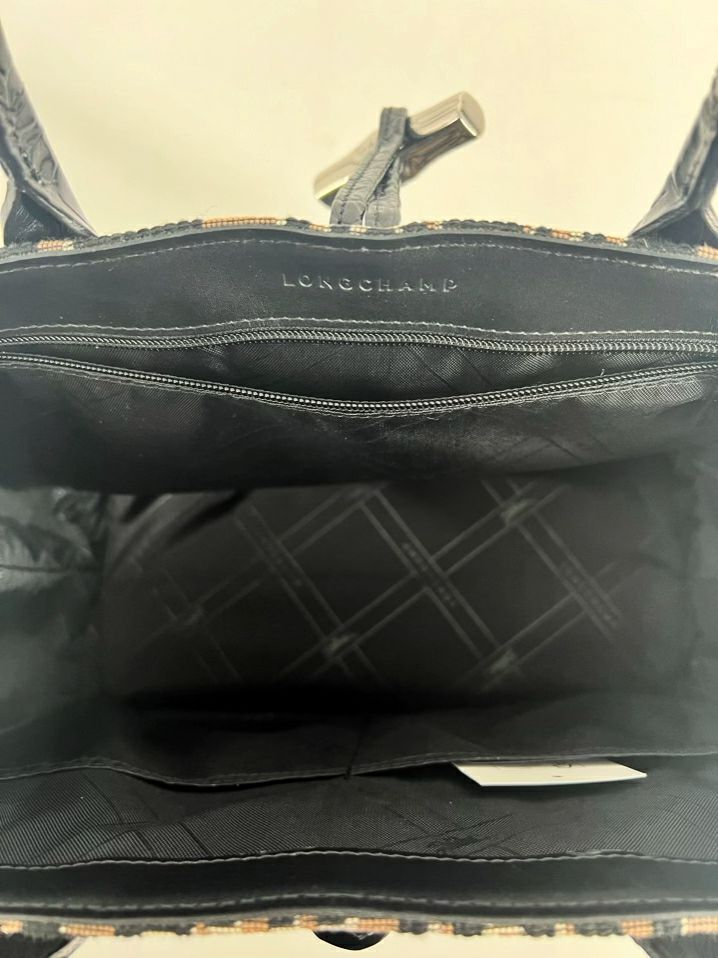 LONGCHAMP Tan & Black Jacquard Monogram Purse