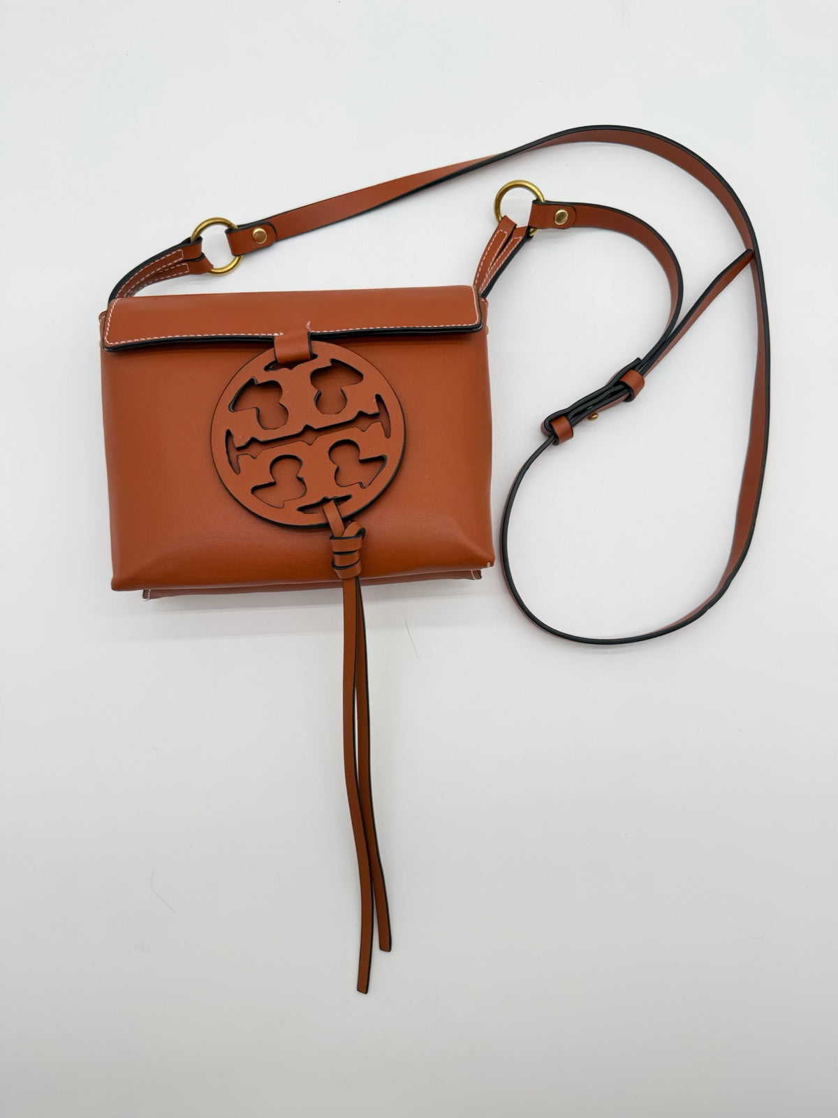TORY BURCH Miller Chestnut Leather Crossbody Bag