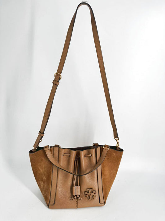 TORY BURCH Cognac Leather McGraw Dragonfly Purse