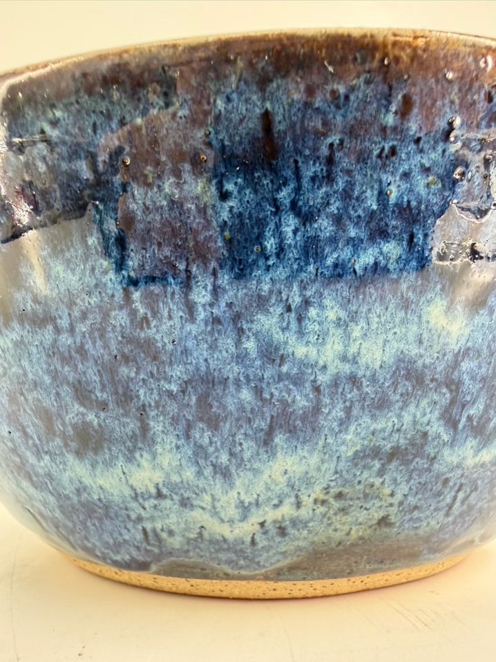 LAKE LISMORE POTTERY Blue & Tan Pottery Bowl w/ Sheep