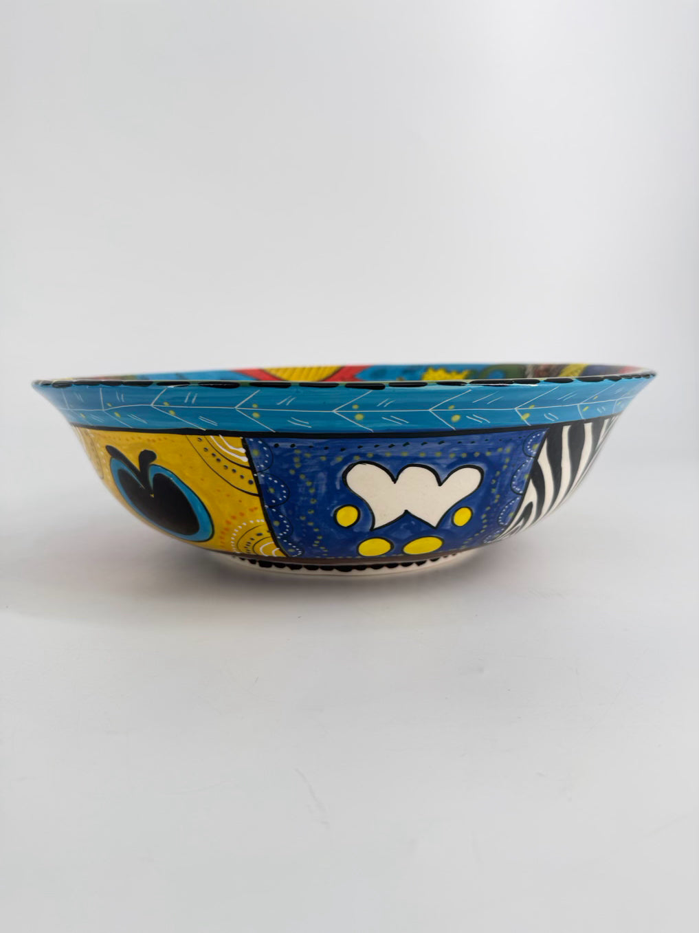 ZIMBABWE Multi Colored Hand Painted Animals Large Bowl