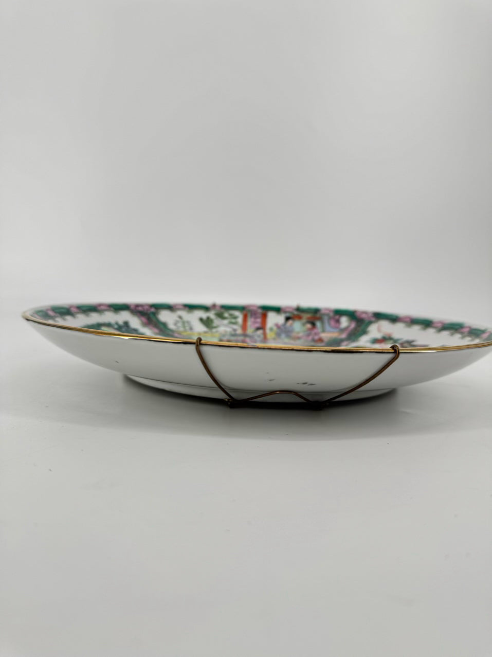Pink & Green Rose Medallion Decorative Plate w/ Hanger