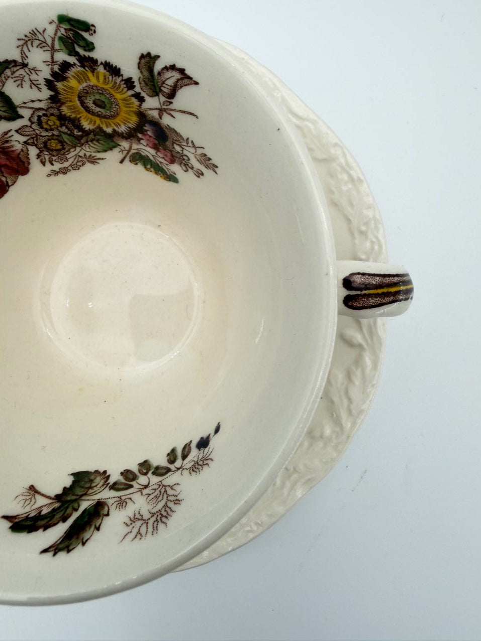 MASON'S Friarswood White & Multicolor Ironstone 5 Piece Dinnerware Setting For 4