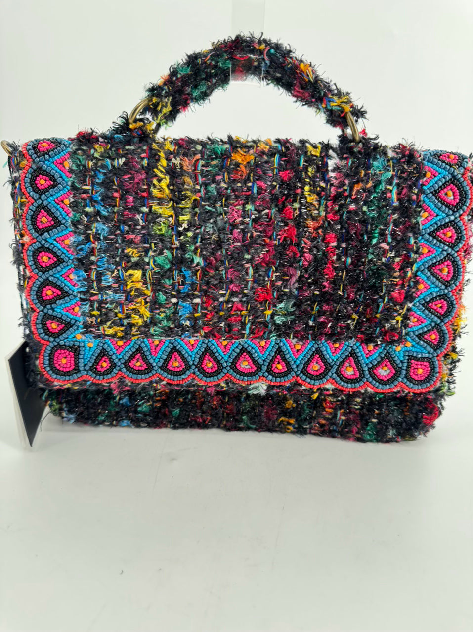 AMERICA & BEYOND Black & Multicolor Tweed Crossbody Bag NWT