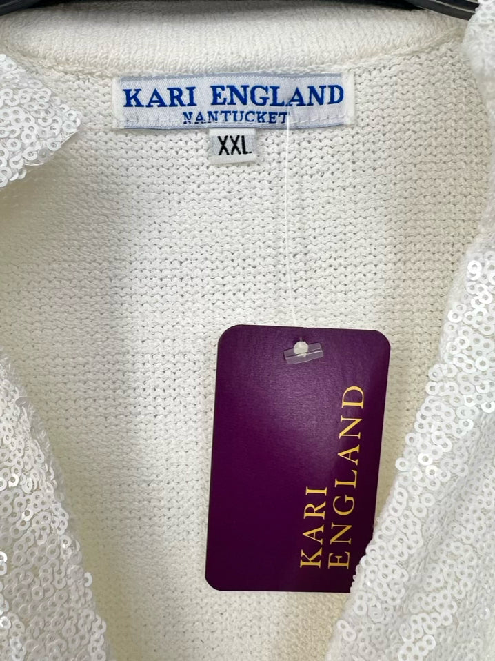 KARI ENGLAND Size XXL Cream Sequin Detail Knit Top NWT