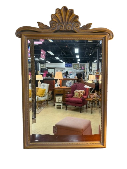 CAROLINA MIRROR Natural Wood Mirror w/ Shell Design