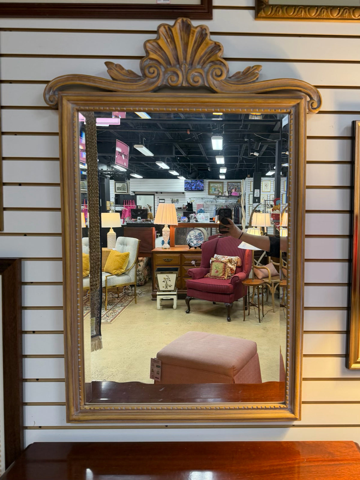 CAROLINA MIRROR Natural Wood Mirror w/ Shell Design