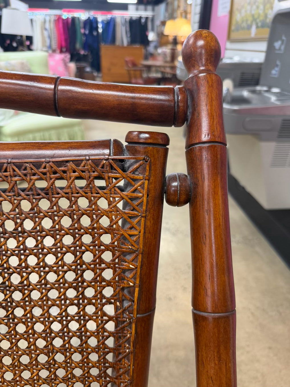 VINTAGE Wood & Cane Steamer Chair
