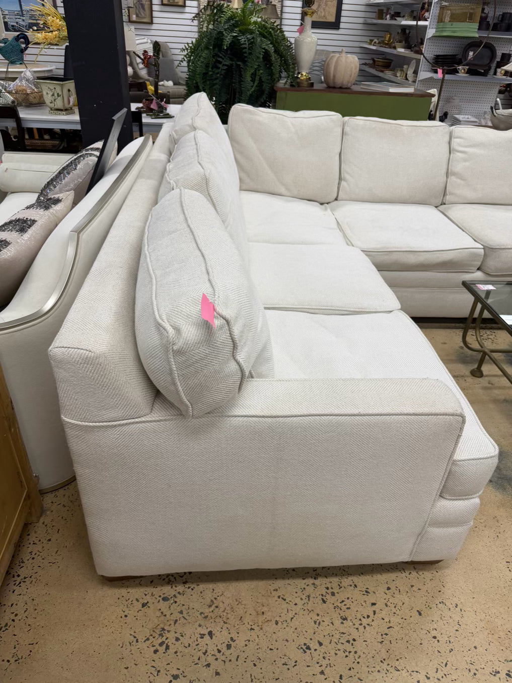 JACKSON CARTER FURNITURE Ivory Tweed Look Sectional Sofa