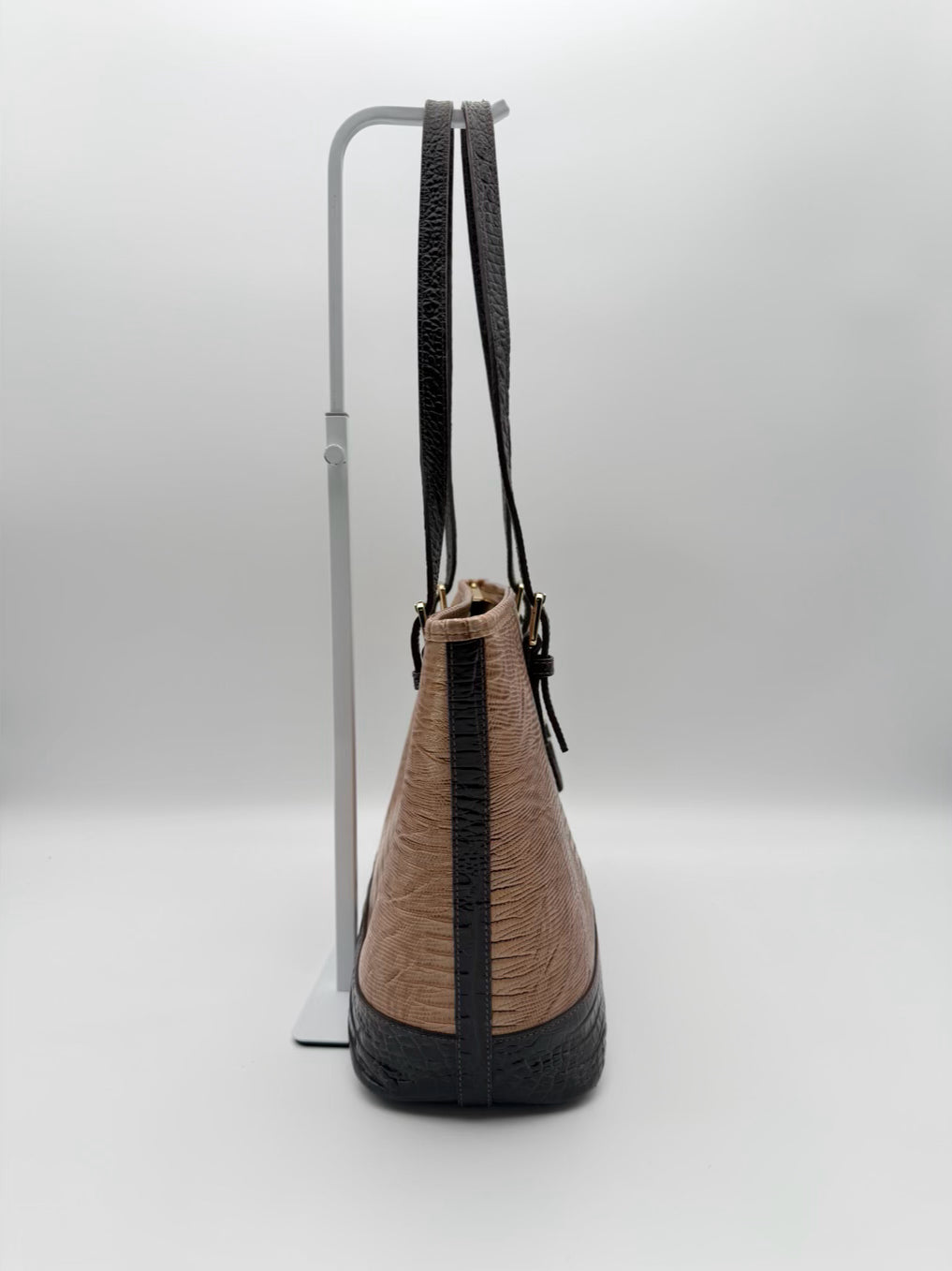 BRAHMIN Asher Medium Almond Leather Crocodile Purse