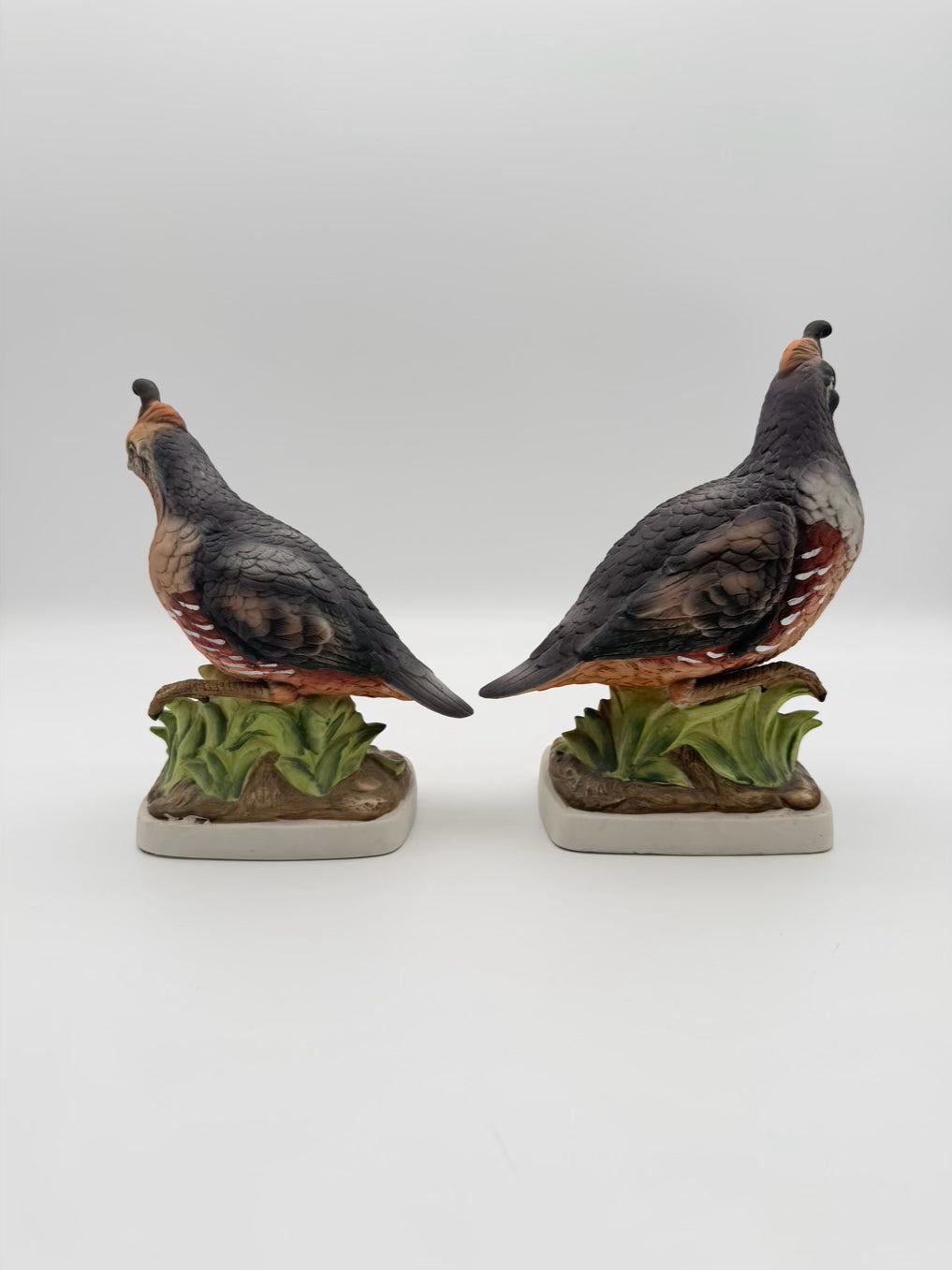 Gray/Green/Brown Porcelain California Quail Figurine